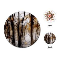 Fall Forest Artistic Background Playing Cards (round)  by Nexatart