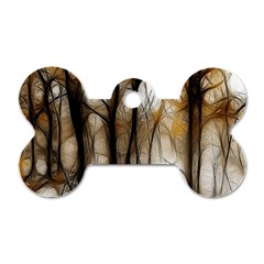 Fall Forest Artistic Background Dog Tag Bone (two Sides) by Nexatart