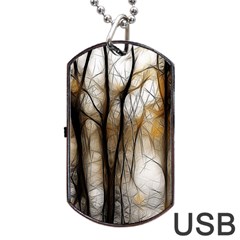 Fall Forest Artistic Background Dog Tag Usb Flash (one Side) by Nexatart