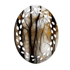 Fall Forest Artistic Background Ornament (oval Filigree) by Nexatart