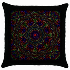 Rainbow Kaleidoscope Throw Pillow Case (black)