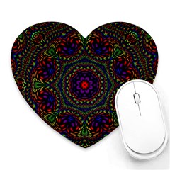 Rainbow Kaleidoscope Heart Mousepads by Nexatart