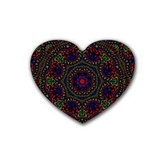 Rainbow Kaleidoscope Rubber Coaster (heart) 