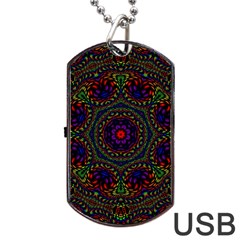 Rainbow Kaleidoscope Dog Tag Usb Flash (two Sides) by Nexatart