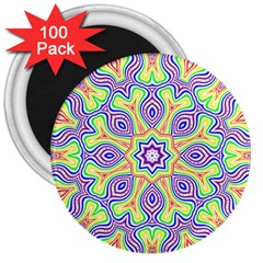 Rainbow Kaleidoscope 3  Magnets (100 Pack) by Nexatart