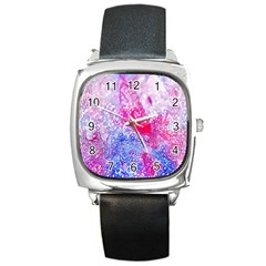 Glitter Pattern Background Square Metal Watch