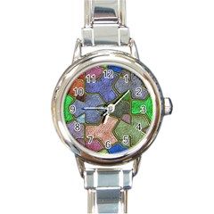 Background With Color Kindergarten Tiles Round Italian Charm Watch by Nexatart