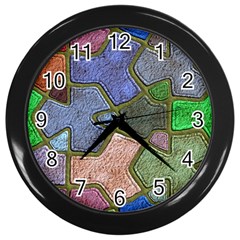 Background With Color Kindergarten Tiles Wall Clocks (black) by Nexatart