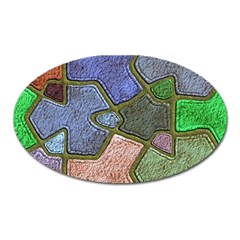 Background With Color Kindergarten Tiles Oval Magnet by Nexatart