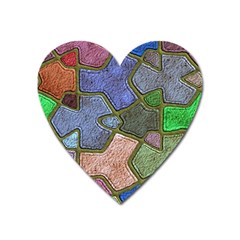 Background With Color Kindergarten Tiles Heart Magnet by Nexatart