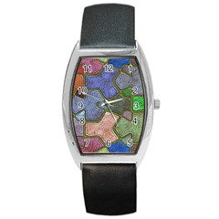 Background With Color Kindergarten Tiles Barrel Style Metal Watch