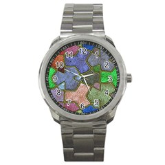 Background With Color Kindergarten Tiles Sport Metal Watch by Nexatart