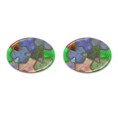 Background With Color Kindergarten Tiles Cufflinks (oval) by Nexatart