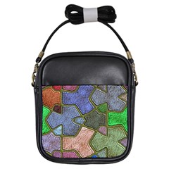 Background With Color Kindergarten Tiles Girls Sling Bags by Nexatart