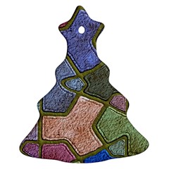 Background With Color Kindergarten Tiles Christmas Tree Ornament (two Sides) by Nexatart