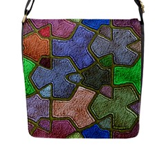 Background With Color Kindergarten Tiles Flap Messenger Bag (l)  by Nexatart