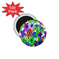 Background Of Hand Drawn Flowers With Green Hues 1 75  Magnets (100 Pack)  by Nexatart