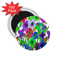 Background Of Hand Drawn Flowers With Green Hues 2 25  Magnets (100 Pack)  by Nexatart