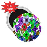 Background Of Hand Drawn Flowers With Green Hues 2.25  Magnets (100 pack)  Front