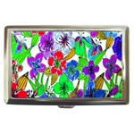 Background Of Hand Drawn Flowers With Green Hues Cigarette Money Cases Front