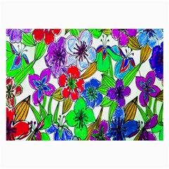 Background Of Hand Drawn Flowers With Green Hues Large Glasses Cloth (2-side) by Nexatart