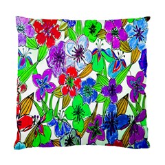 Background Of Hand Drawn Flowers With Green Hues Standard Cushion Case (one Side) by Nexatart