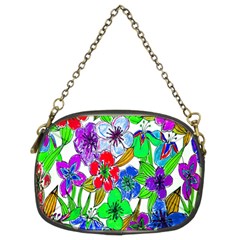 Background Of Hand Drawn Flowers With Green Hues Chain Purses (two Sides)  by Nexatart