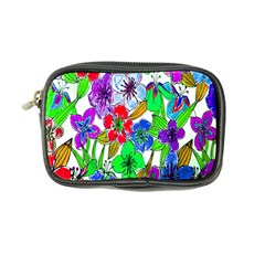 Background Of Hand Drawn Flowers With Green Hues Coin Purse by Nexatart