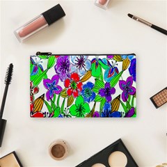 Background Of Hand Drawn Flowers With Green Hues Cosmetic Bag (small)  by Nexatart