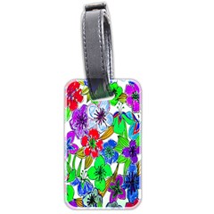 Background Of Hand Drawn Flowers With Green Hues Luggage Tags (two Sides) by Nexatart