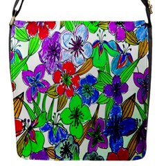 Background Of Hand Drawn Flowers With Green Hues Flap Messenger Bag (s) by Nexatart