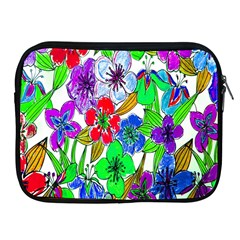 Background Of Hand Drawn Flowers With Green Hues Apple Ipad 2/3/4 Zipper Cases by Nexatart