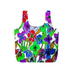 Background Of Hand Drawn Flowers With Green Hues Full Print Recycle Bags (s)  by Nexatart