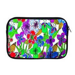 Background Of Hand Drawn Flowers With Green Hues Apple Macbook Pro 17  Zipper Case