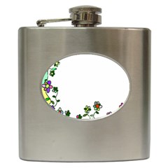 Floral Border Cartoon Flower Doodle Hip Flask (6 Oz) by Nexatart