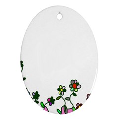 Floral Border Cartoon Flower Doodle Oval Ornament (two Sides) by Nexatart