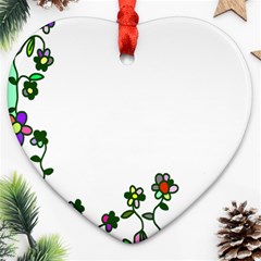 Floral Border Cartoon Flower Doodle Heart Ornament (two Sides) by Nexatart