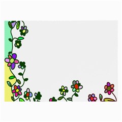 Floral Border Cartoon Flower Doodle Large Glasses Cloth (2-side) by Nexatart