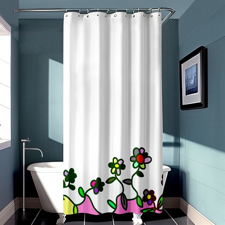 Floral Border Cartoon Flower Doodle Shower Curtain 36  x 72  (Stall) 