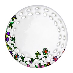 Floral Border Cartoon Flower Doodle Round Filigree Ornament (two Sides) by Nexatart