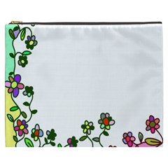 Floral Border Cartoon Flower Doodle Cosmetic Bag (xxxl)  by Nexatart