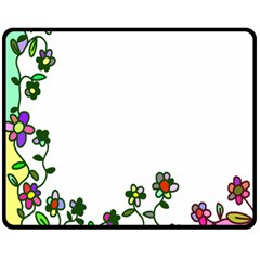 Floral Border Cartoon Flower Doodle Double Sided Fleece Blanket (medium)  by Nexatart