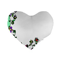 Floral Border Cartoon Flower Doodle Standard 16  Premium Flano Heart Shape Cushions by Nexatart