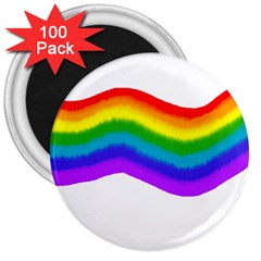 Watercolour Rainbow Colours 3  Magnets (100 Pack) by Nexatart