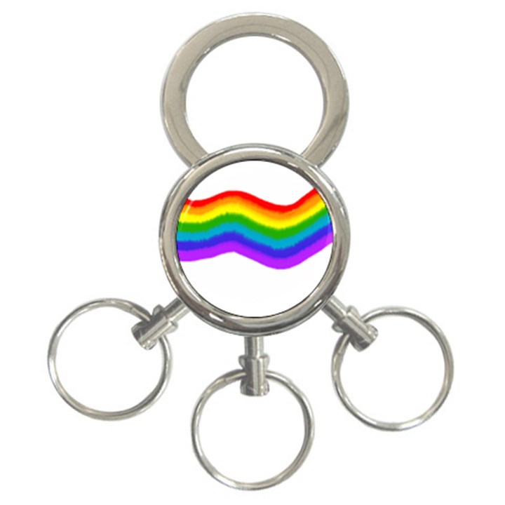 Watercolour Rainbow Colours 3-Ring Key Chains