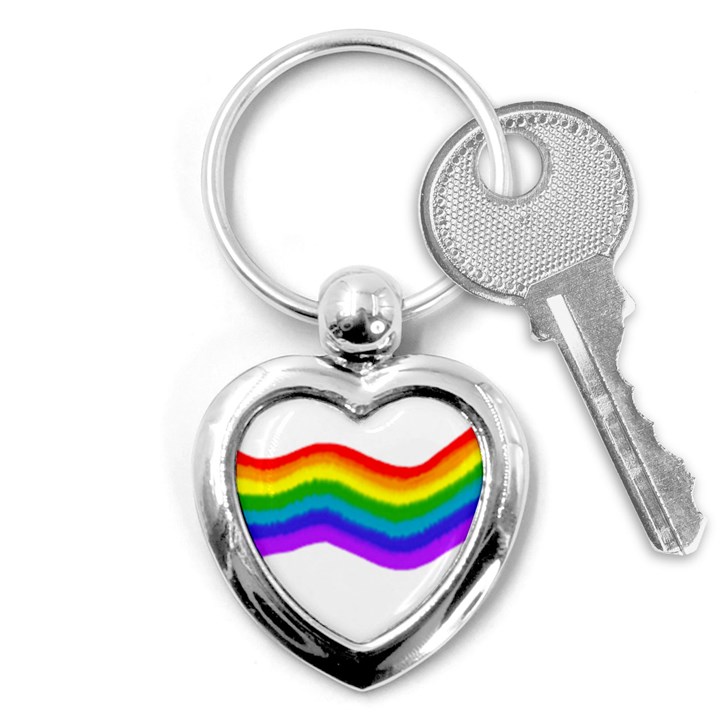 Watercolour Rainbow Colours Key Chains (Heart) 