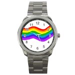 Watercolour Rainbow Colours Sport Metal Watch Front