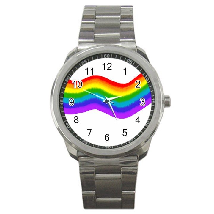 Watercolour Rainbow Colours Sport Metal Watch