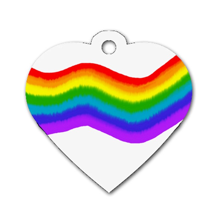 Watercolour Rainbow Colours Dog Tag Heart (Two Sides)