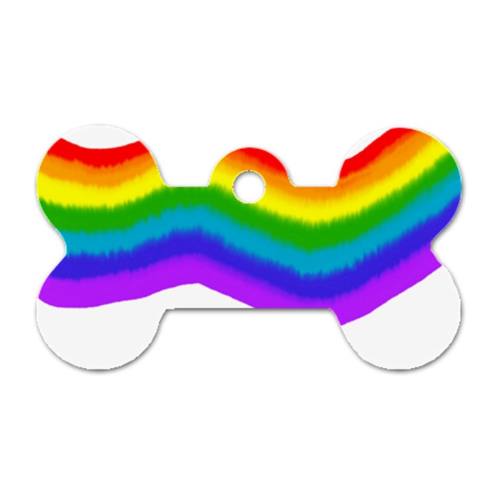 Watercolour Rainbow Colours Dog Tag Bone (One Side)